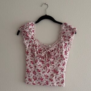 Lush Lace Trim Cap Sleeve Top